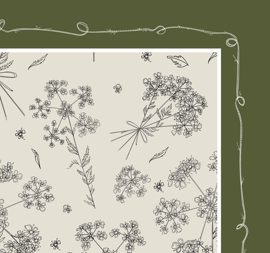 Evergreen Cow Parsley Scarf (Small) - 100% Silk