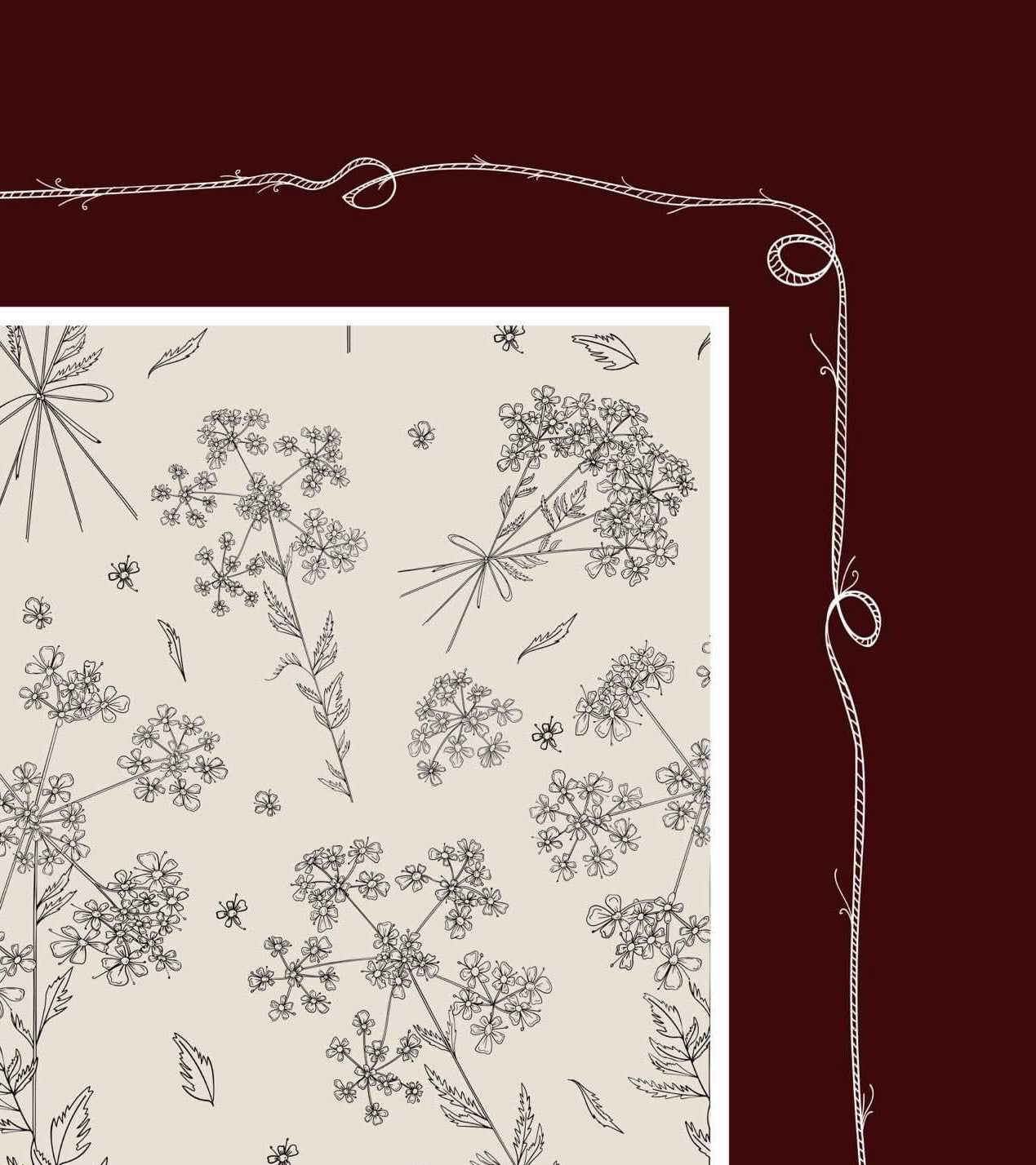 Dark Cherry Cow Parsley Scarf (Large)