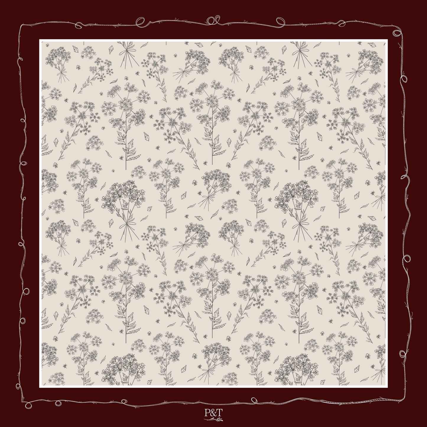 Dark Cherry Cow Parsley Scarf (Large)