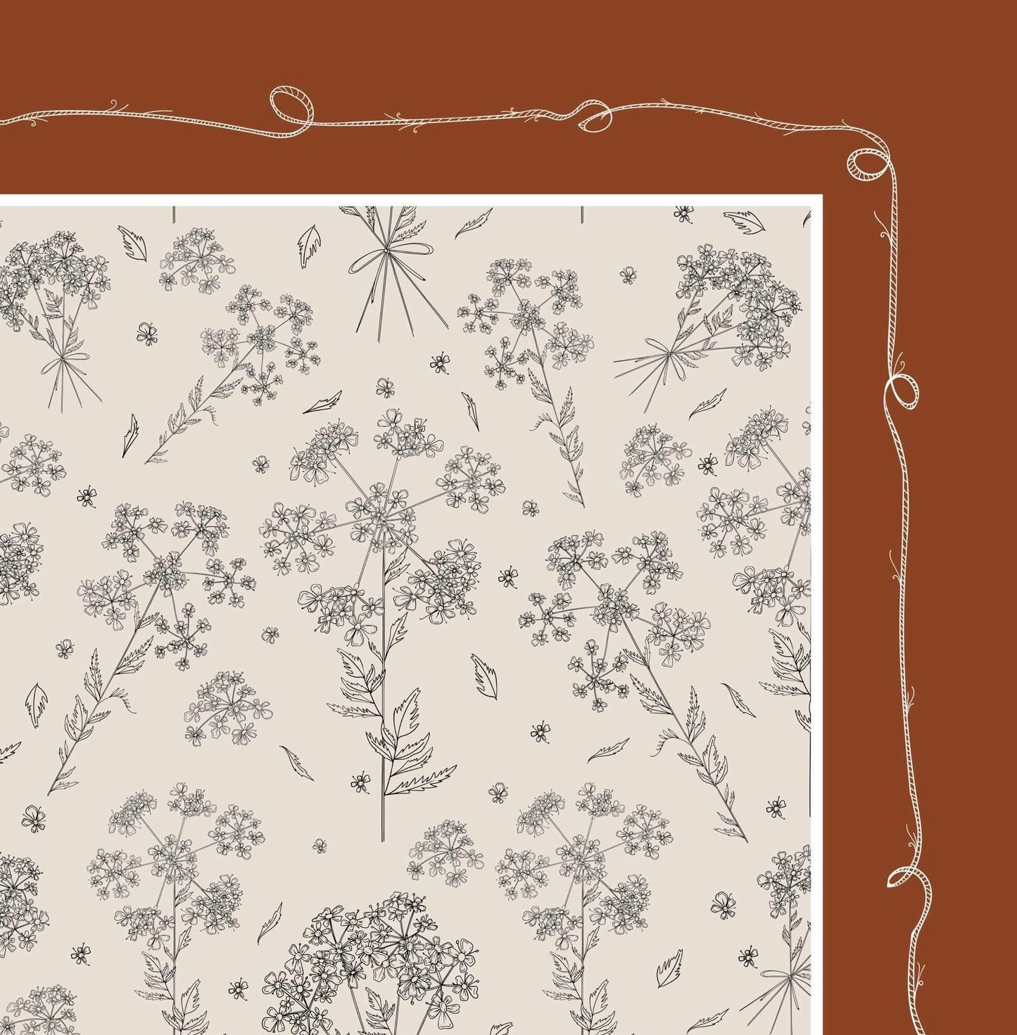 Burnt Orange Cow Parsley Scarf (Large) LIMITED EDITION