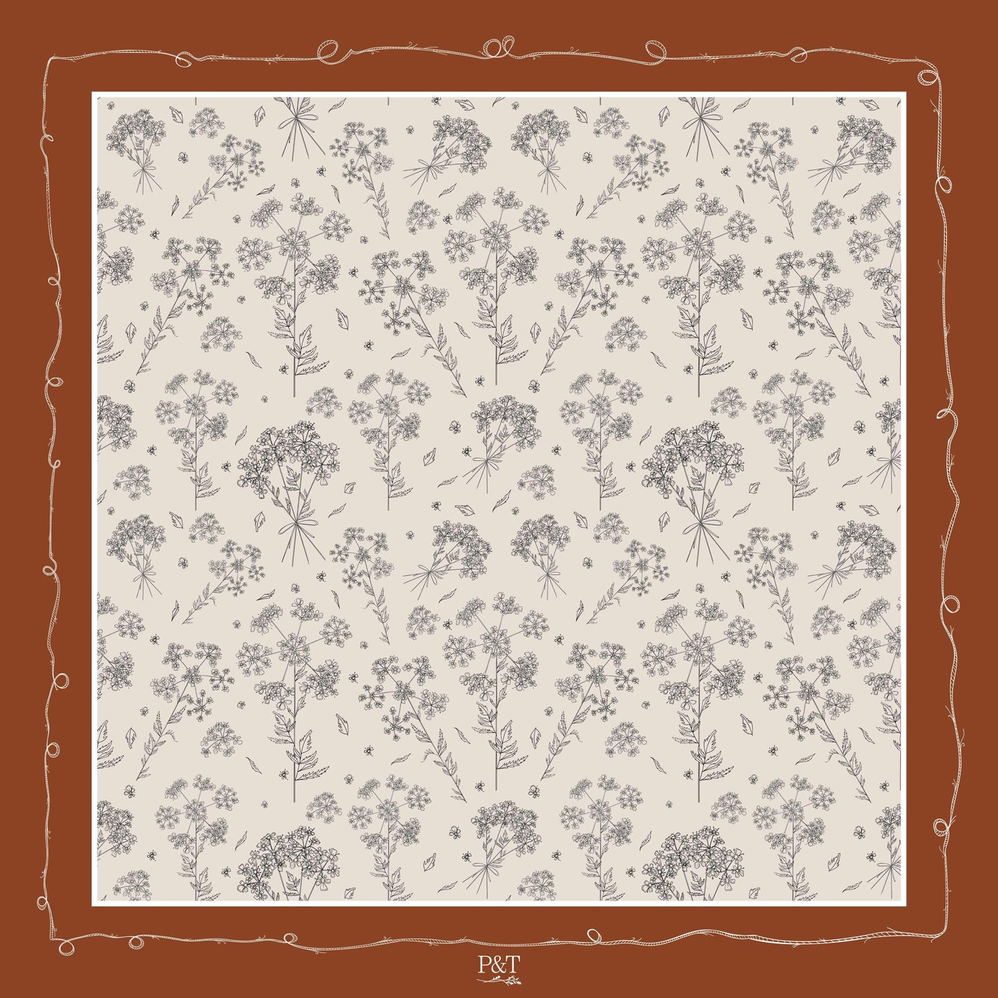 Burnt Orange Cow Parsley Scarf (Large) LIMITED EDITION